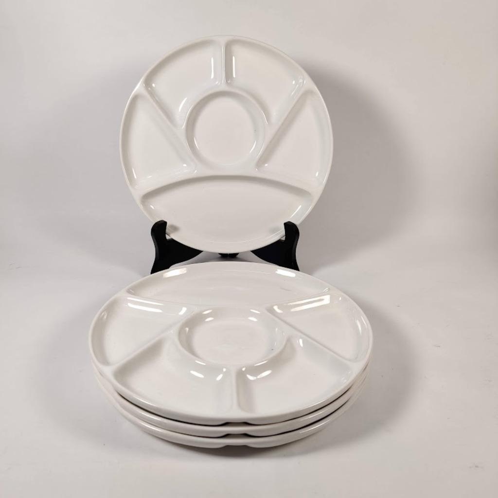 4 assiettes à fondue, assiettes à collation, 4 pièces blanch, Enlèvement ou Envoi, Assiettes(s)