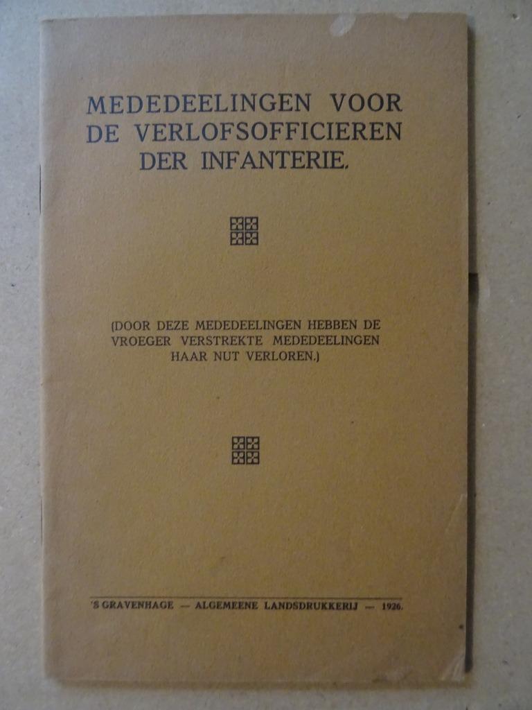 Mededeelingen voor de verlofsofficieren der infanterie 1926, Verzenden, Landmacht, Boek of Tijdschrift