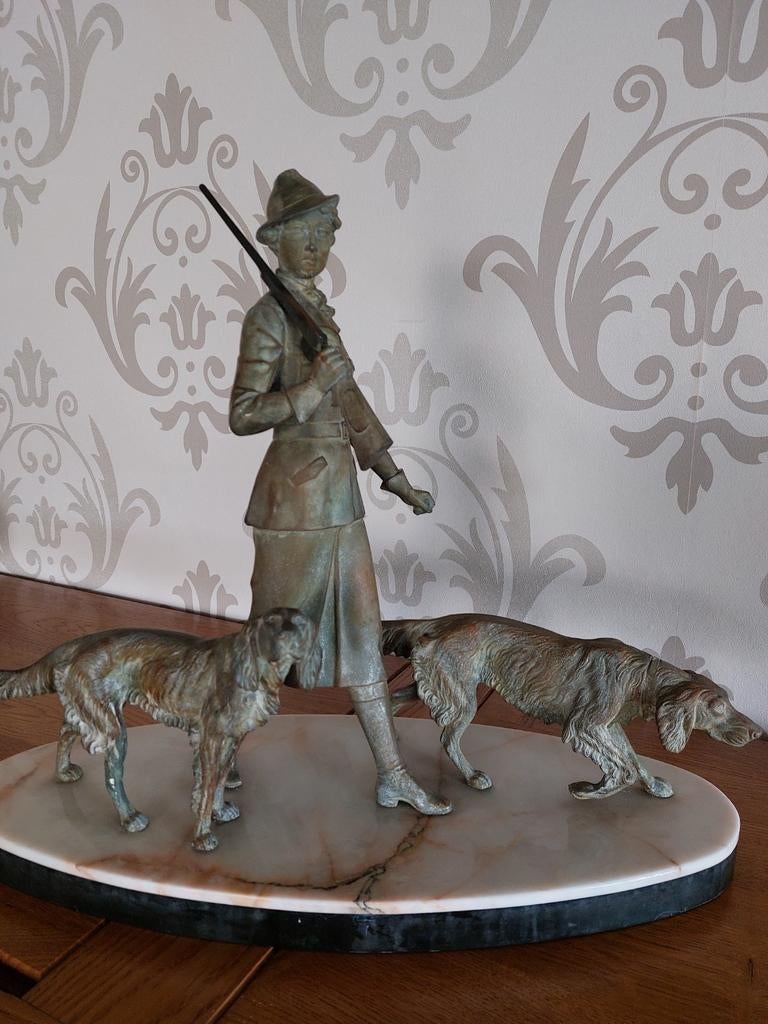 Art deco beeld dame jacht, Verzamelen, Ophalen of Verzenden