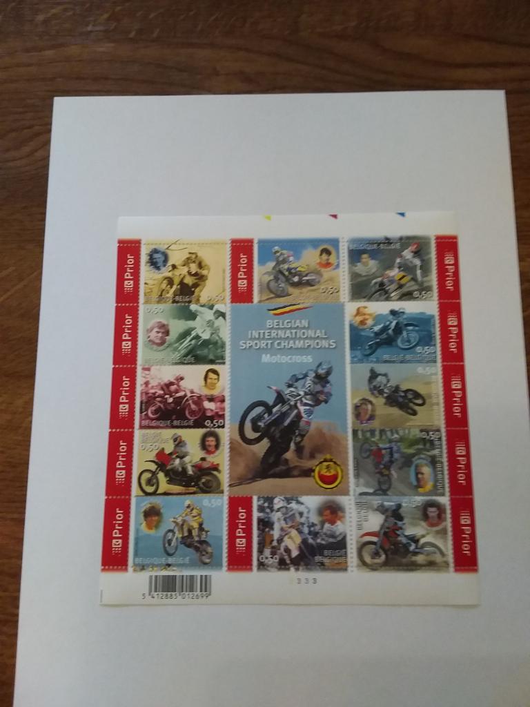Feuille de timbres pour motocross, Enlèvement ou Envoi