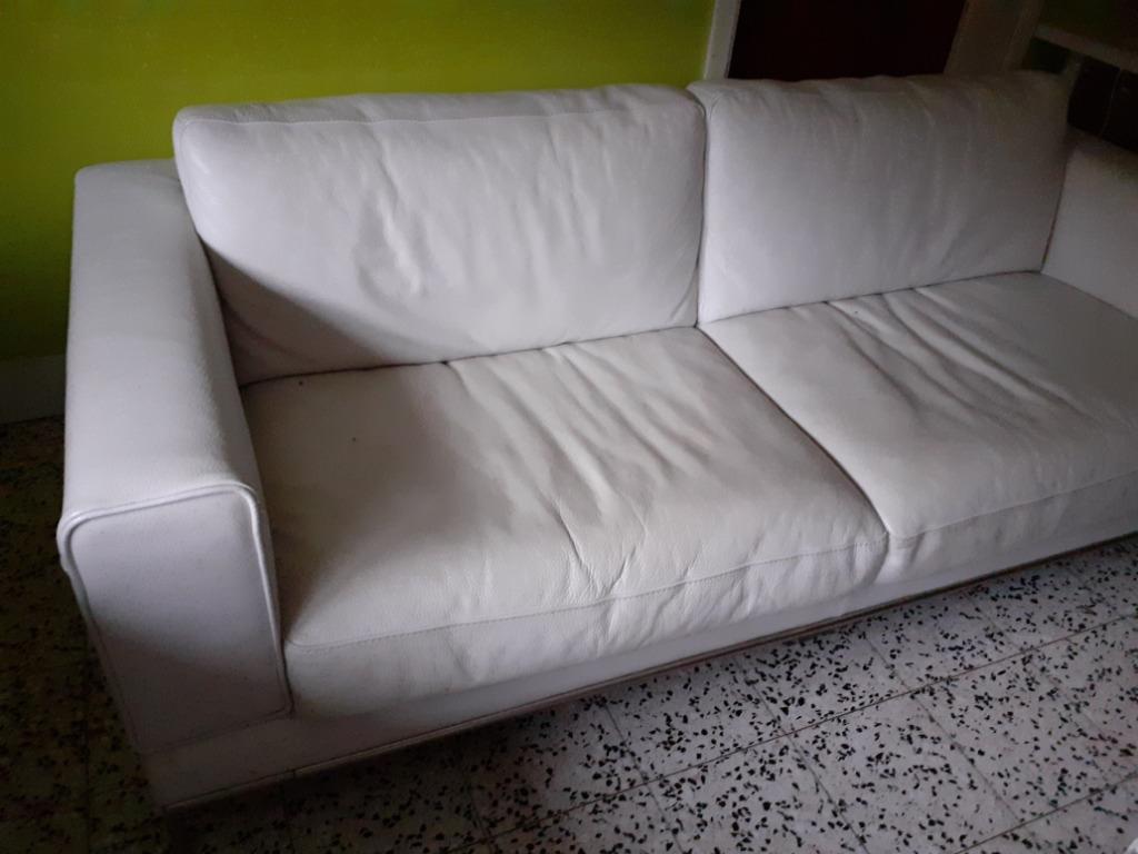 FAUTEUIL CANAPÉ 3 PLACES EN CUIR BLANC, Trois personnes, Banc droit, Enlèvement, Utilisé
