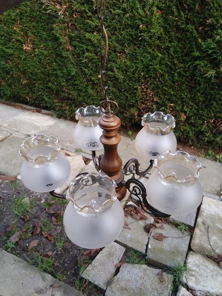 joli vieux lustre, Enlèvement, Utilisé, Verre, Klassiek