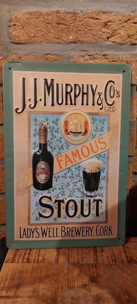Enseigne publicitaire J.J. Murphy & Co Célèbre Stout, Enlèvement ou Envoi, Comme neuf, Panneau, Plaque ou Plaquette publicitaire