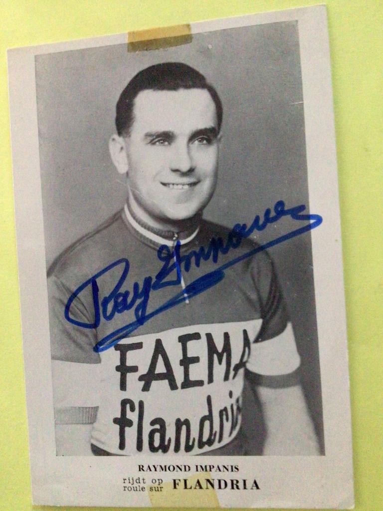 wielerkaart 1962  team flandria faema raymond impanis signe, Envoi, Comme neuf