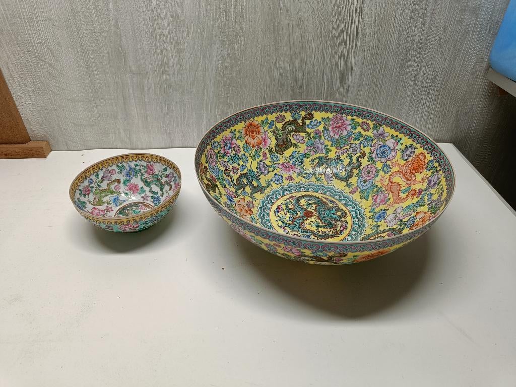 Chinees 2 kommen schotel eierschaal porselein kom, Ophalen