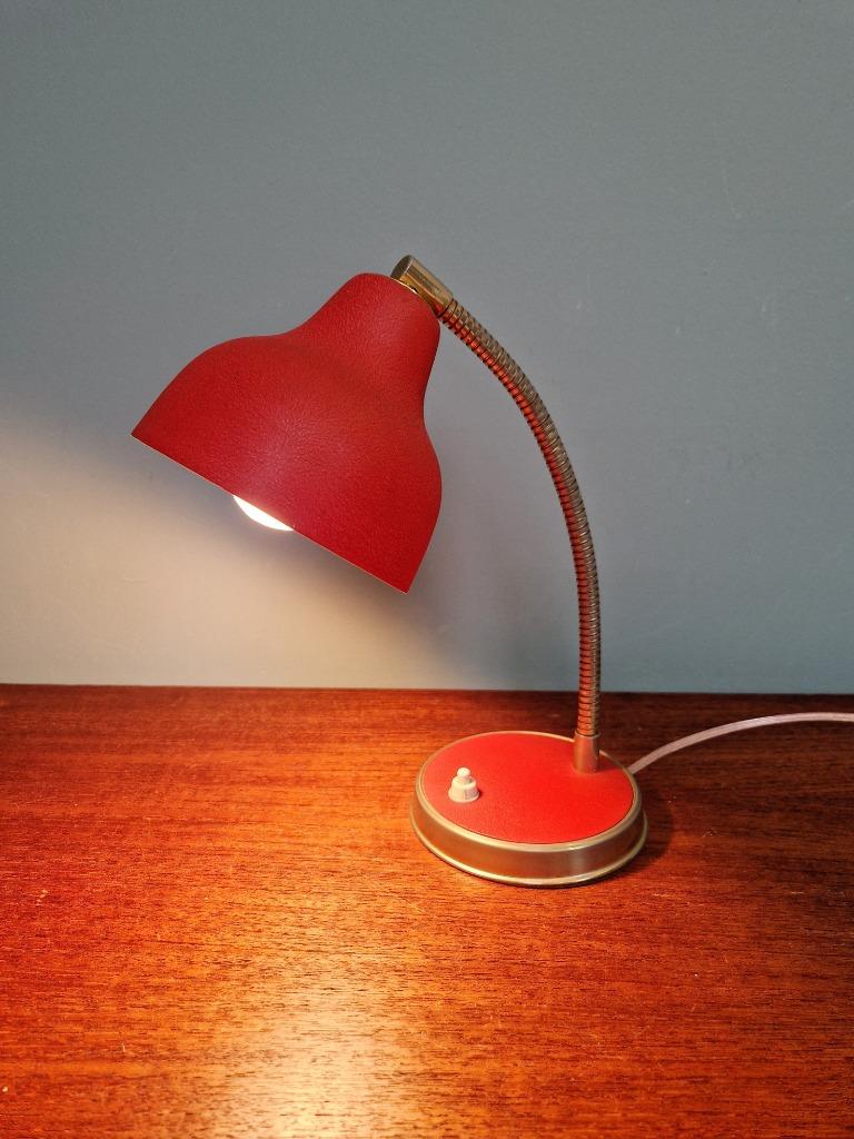 Rode scharnierende bureaulamp, jaren 50, Antiek en Kunst, Ophalen of Verzenden