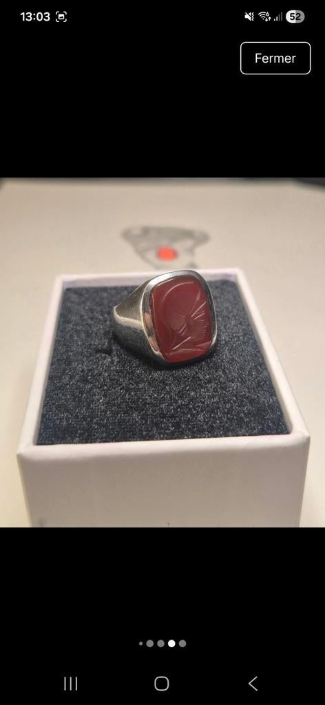 Chevalière intailler argent 925, Enlèvement ou Envoi, Argent, Argent