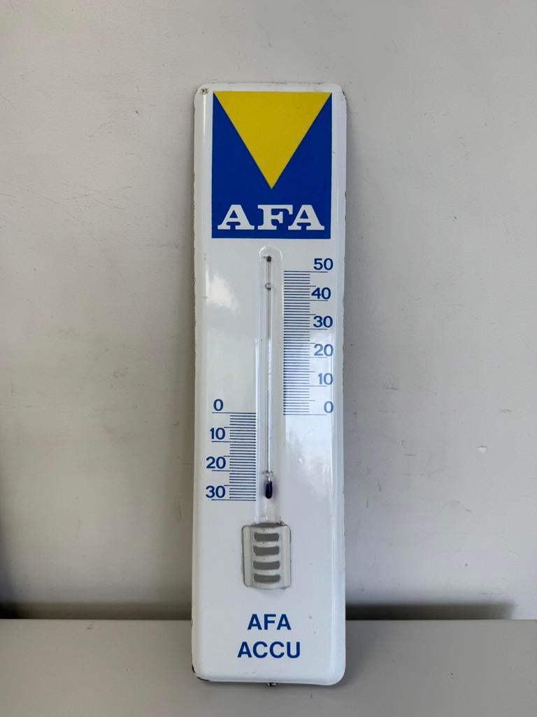 AFA emaille reclme thermometer, Ophalen of Verzenden, Gebruikt, Reclamebord