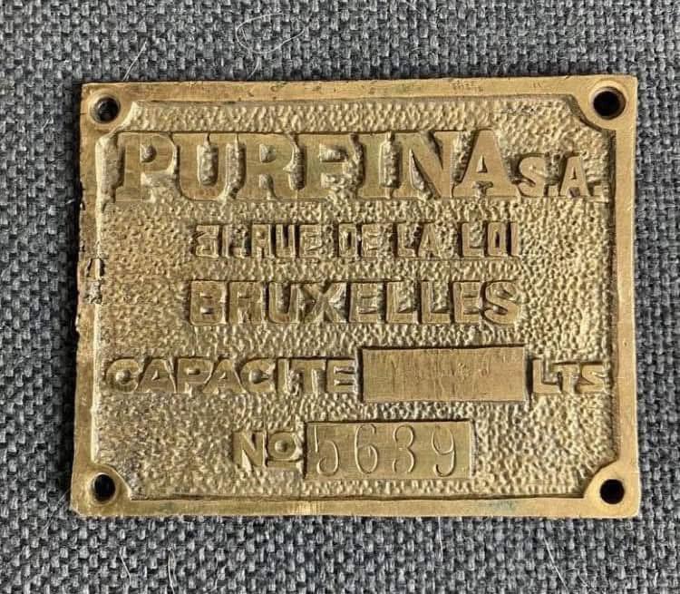 Plaque de capacité Purfina - Bronze, Enlèvement ou Envoi, Bronze