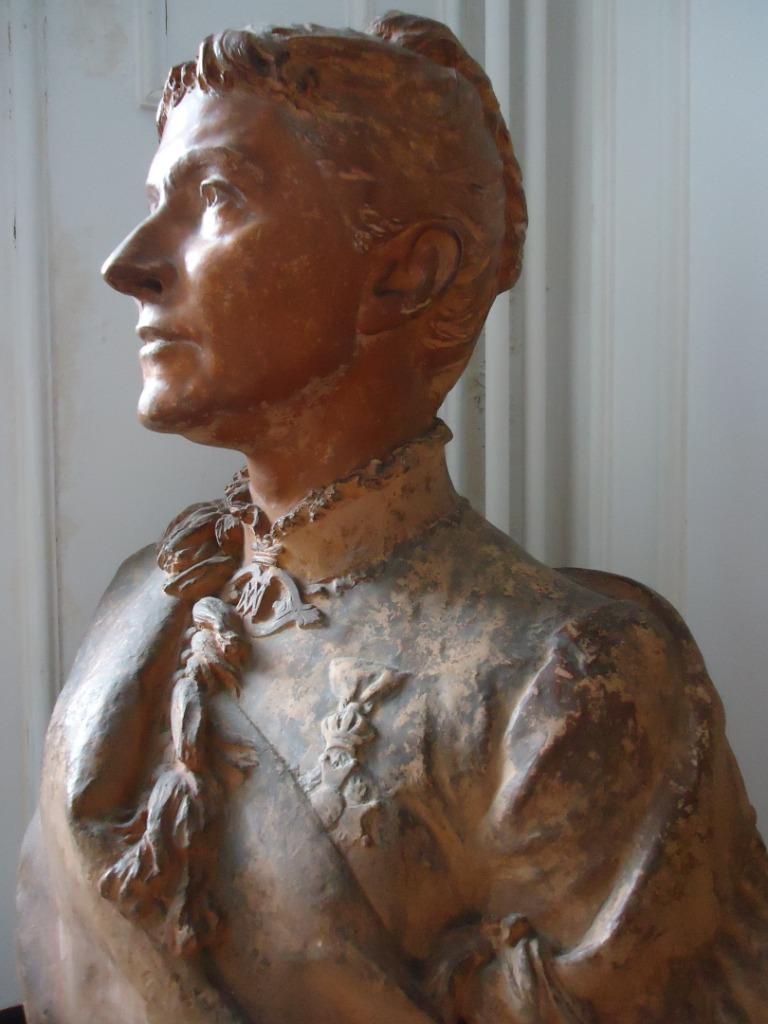 1887 CHARLES BRUNIN terracotta buste Euphrosine Beernaert, Antiek en Kunst, Kunst | Beelden en Houtsnijwerken, Ophalen