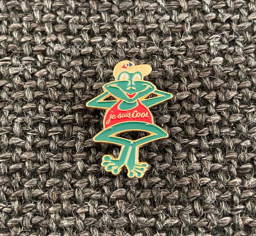 PIN - KIKKER - FROG - GRENOUILLE - JE SUIS COOL - CARREFOUR, Envoi, Utilisé, Animal et Nature, Insigne ou Pin's