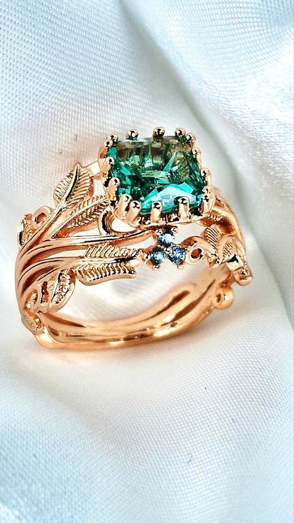 Unieke koperen ring in "Vintage" look met turkooise steen., Bijoux, Sacs & Beauté, Broches, Neuf, 7 à 10 cm, Autres couleurs, Cuivre