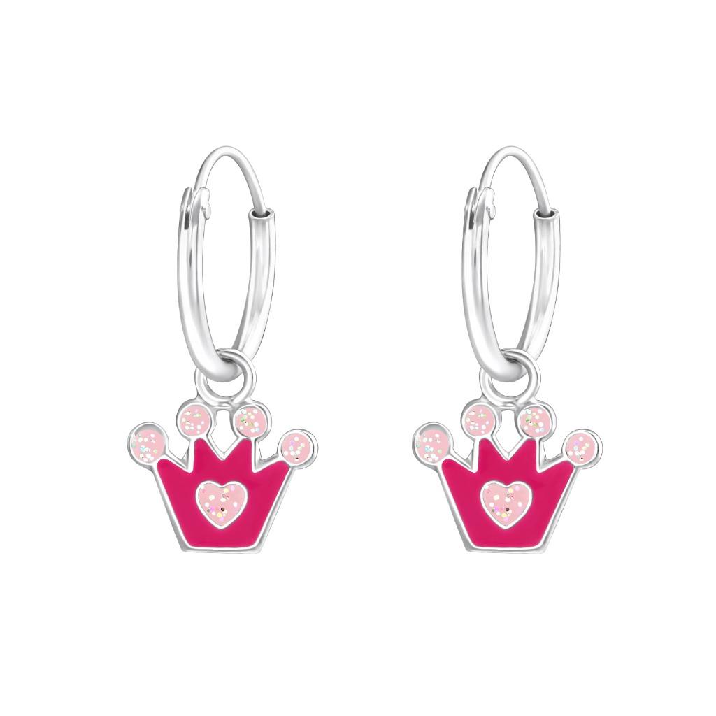 Boucles d'oreilles enfant créoles argent couronne, Enlèvement ou Envoi, Neuf, Boucles d'oreilles