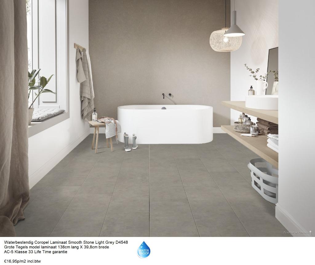 Waterbestendig Tegel Laminaat Light Grey D4548 voor €16,95m2, 75 m² of meer, Nieuw, Ophalen of Verzenden, Project vloeren