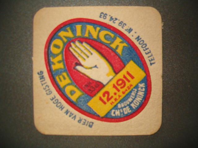 *Bierviltje De Koninck 2 : 93 x 93 mm, Verzamelen, Biermerken, Ophalen of Verzenden, Gebruikt, Viltje(s), De Koninck