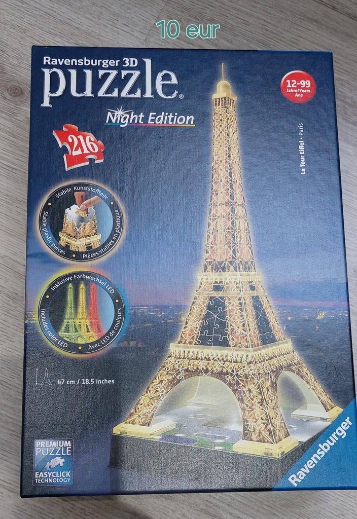 Puzzle 3d - Tour Eiffel, Hobby en Vrije tijd, Ophalen of Verzenden, Minder dan 500 stukjes, Gebruikt, Legpuzzel
