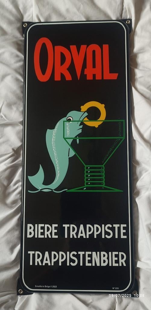 Mooi geëmailleerd bord genummerd: Trappist ORVAL., Ophalen of Verzenden, Nieuw, Reclamebord, Plaat of Schild