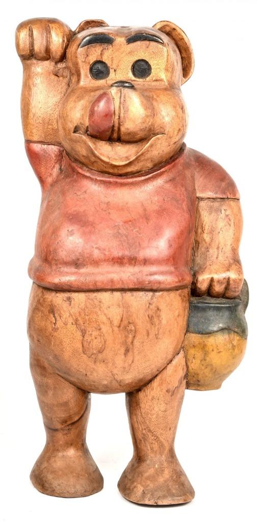 massief houten Pooh Bear, 50 cm, Ophalen of Verzenden, Winnie de Poeh of vrienden, Zo goed als nieuw, Beeldje of Figuurtje