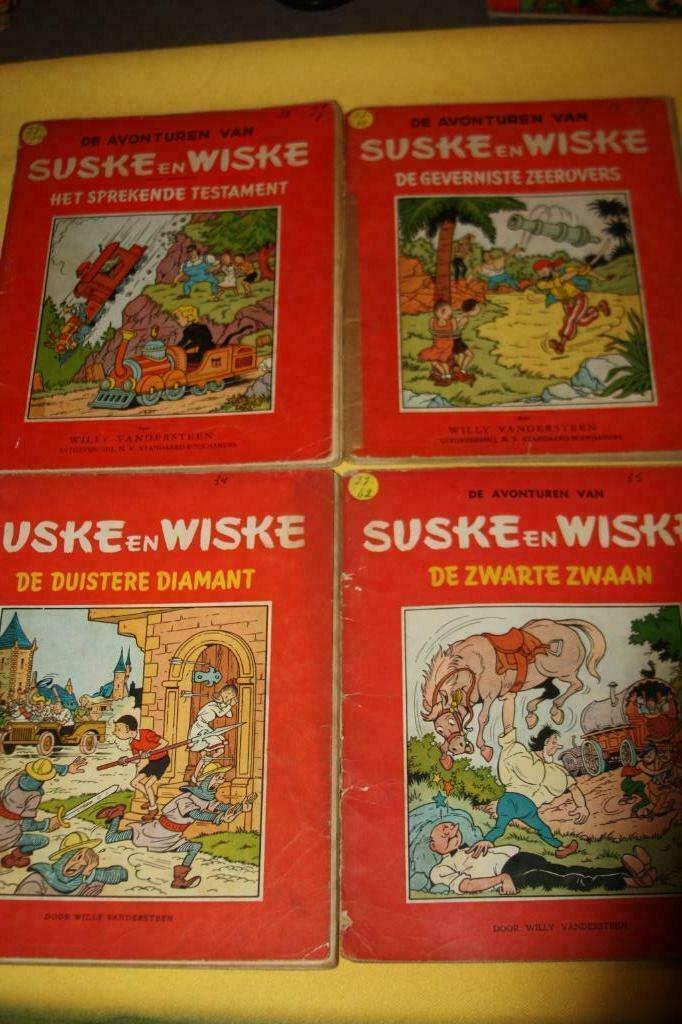 Vlaamse ongekleurde Suske en Wiske nr 32,33,34 en 35 1e druk, Boeken, Stripverhalen, Gelezen, Willy Vandersteen, Ophalen of Verzenden