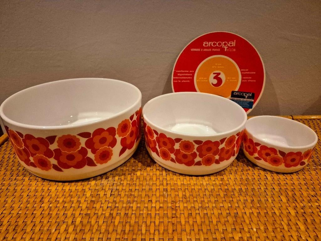 Set van 3 vintage Arcopal lotusschalen, Ophalen, Nieuw, Overige typen