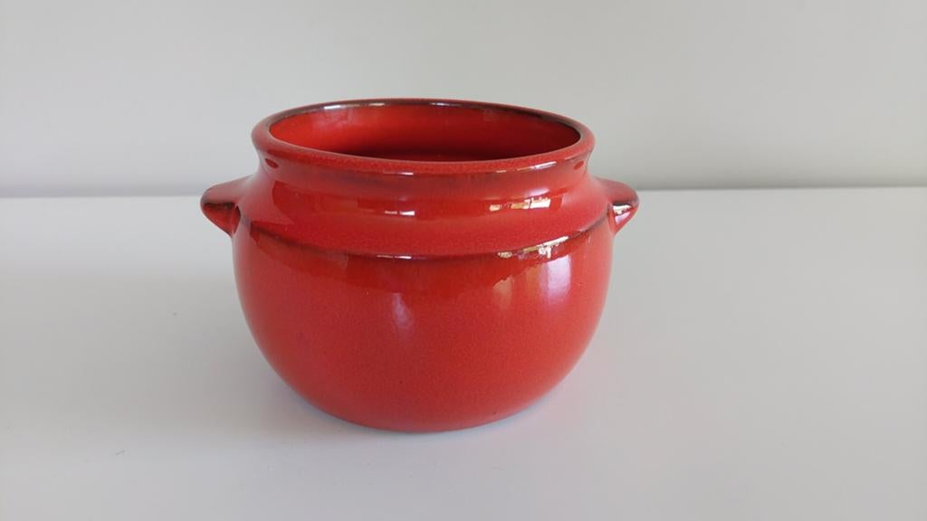 Mooi vintage rood geglazuurd aardewerk bloempotje, Enlèvement ou Envoi, Poterie