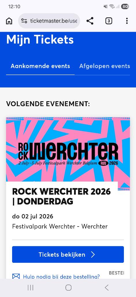 Ticket Rock Werchter 2 juli, Tickets en Kaartjes, Evenementen en Festivals, Eén persoon