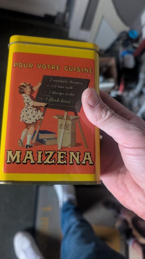 Blikken doos maizena, Verzamelen, Ophalen, Gebruikt