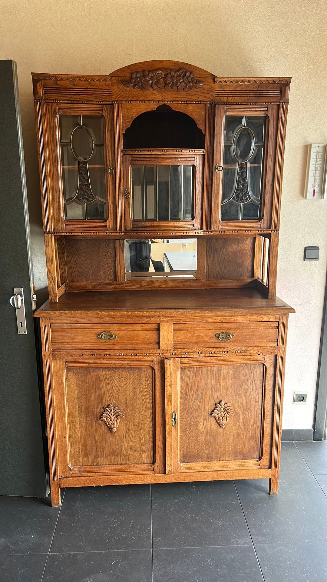 Eiken buffetkast/ dressoir, Ophalen, Gebruikt, Glas