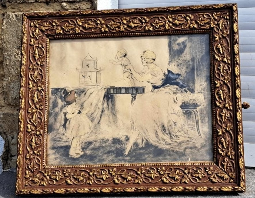 lithographie aquarelle epreuve d artiste signe louis icart, Antiek en Kunst, Kunst | Litho's en Zeefdrukken, Ophalen of Verzenden