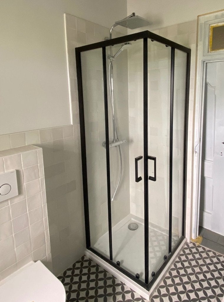 DOUCHESCHERM/DEUREN + REGENDOUCHE HANS GROHE, Ophalen, Zo goed als nieuw, Glas, Douche