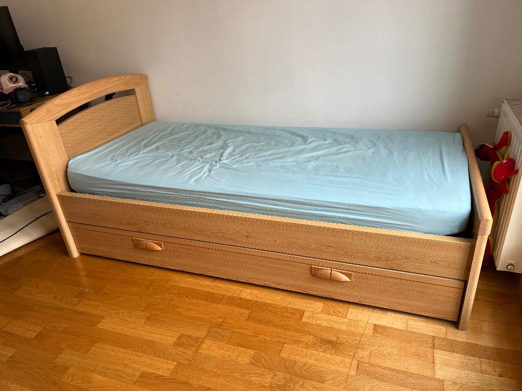 Houten bed met lade, Ophalen, Savane, Gebruikt, 90 cm