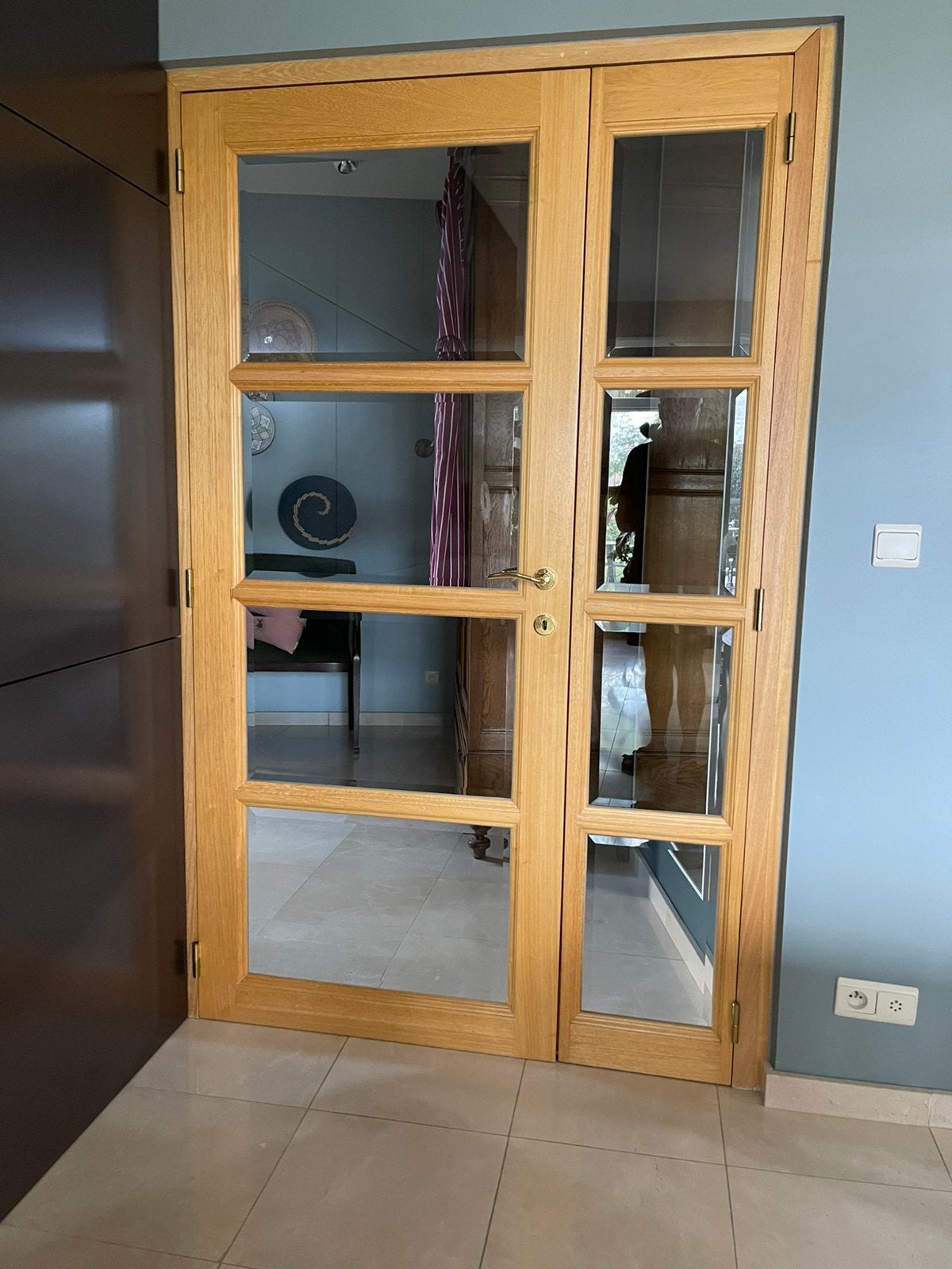 Dubbele houten binnendeur KOTO met glas – 130  200 cm, Ophalen, Zo goed als nieuw