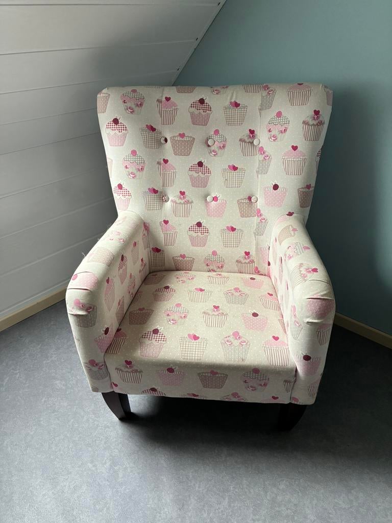 Unieke zetel met cupcakemotief, Huis en Inrichting, Fauteuils, Ophalen, Gebruikt