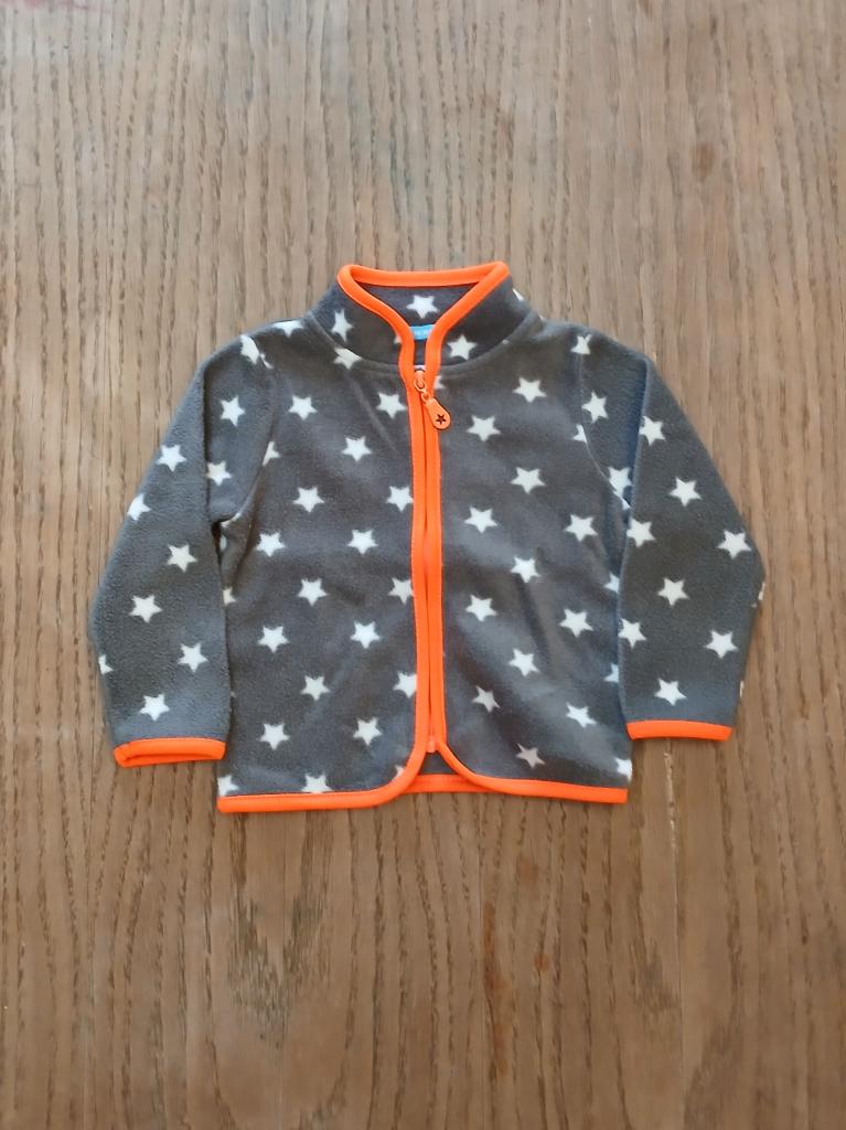 HEMA Fleecevest met Sterren - Maat 68 - Grijs/Neon Oranje, Jongetje of Meisje, Ophalen of Verzenden, Zo goed als nieuw, Jasje