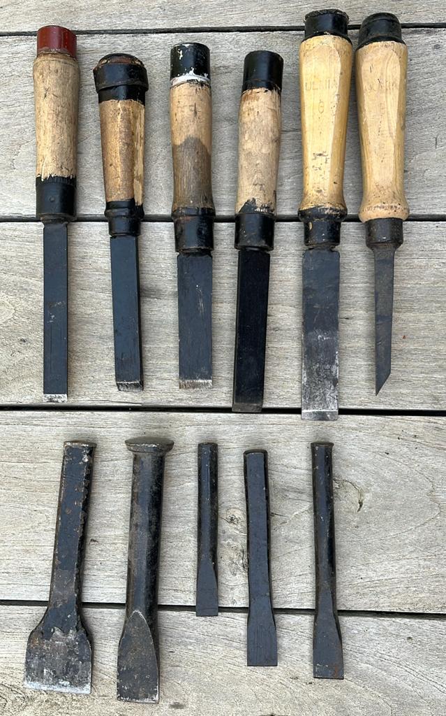Set van 6 houtbeitels en 5 steenbeitels, Doe-het-zelf en Bouw, Ophalen, Gebruikt