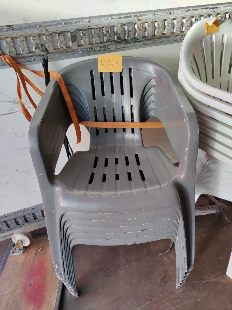 6 PVC terras stoelen, Ophalen, Gebruikt, Plastic, Stapelbaar