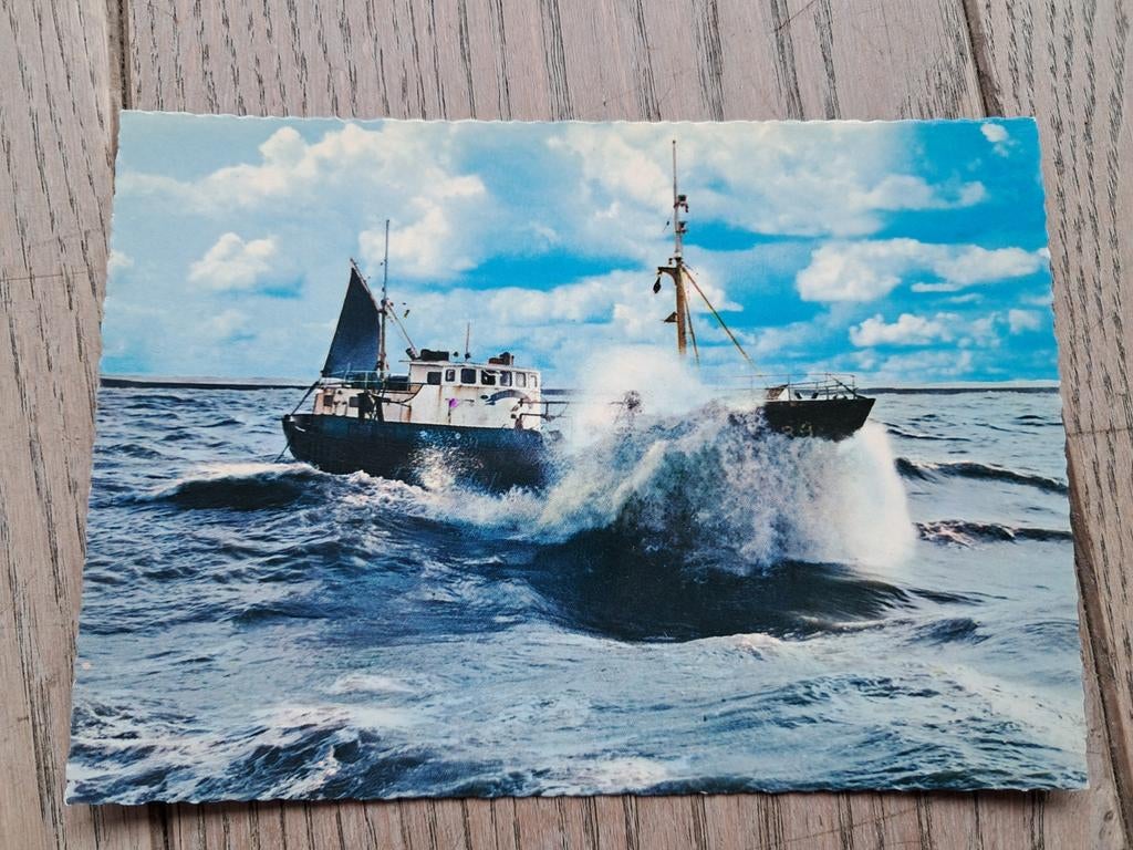 Onbeschreven pk met zeeschip, met zeil achteraan, Ophalen of Verzenden