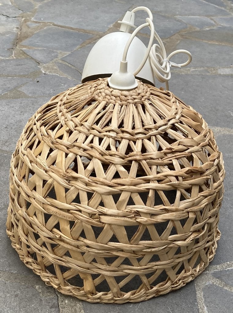 Suspension en fibres naturelles Ø 38 cm, Maison & Meubles, Bohème, Scandinave, Matériau naturel, Comme neuf, Enlèvement