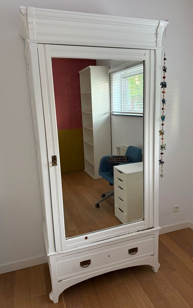 2 identieke vintage spiegelkasten met hangruimte en lade, Ophalen, Gebruikt, 200 cm of meer, Vintage