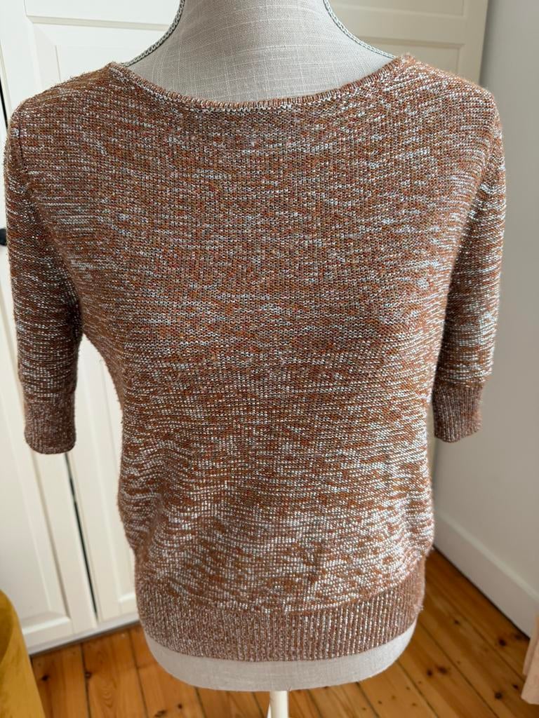 NATAN - S of 36 - tricot truitje in bruin en zilverdraag TOP, Kleding | Dames, Ophalen of Verzenden, Zo goed als nieuw, Maat 36 (S)