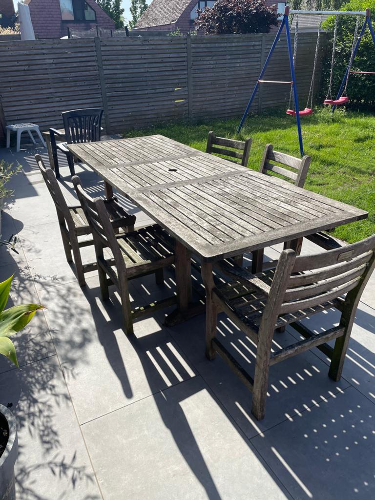 Tuinset in teak, Chaise, Salons de jardin, Utilisé, 6 places