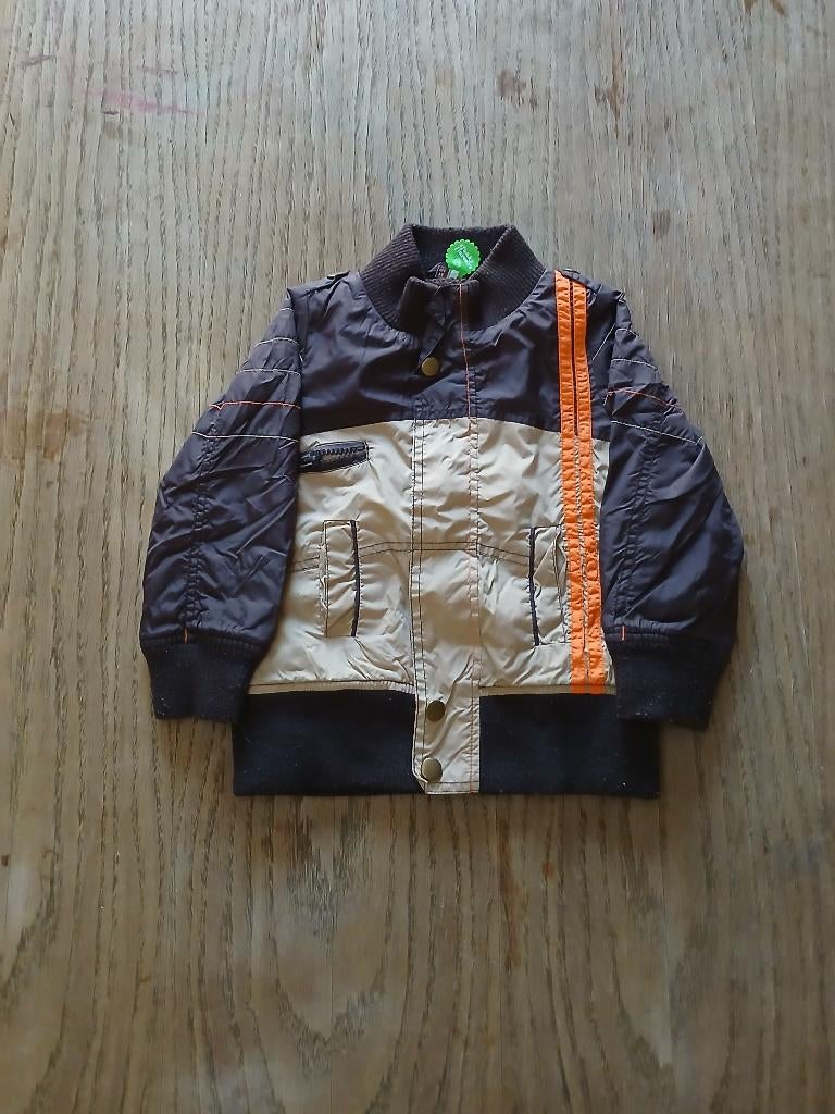 4FunkyFlavours Gewatteerde Jas 98/104 Bruin/Beige/Oranje, Kinderen en Baby's, Kinderkleding | Maat 98, Zo goed als nieuw, Jongen