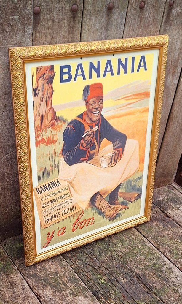 Authentiek reclame karton, herdrukt door Banania 80'r jaren., Verzamelen, Ophalen, Gebruikt, Reclamebord