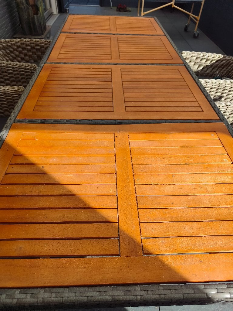 Tuintafel met stoelen, Tuin en Terras, Ophalen, Gebruikt, Rechthoekig, Kunststof