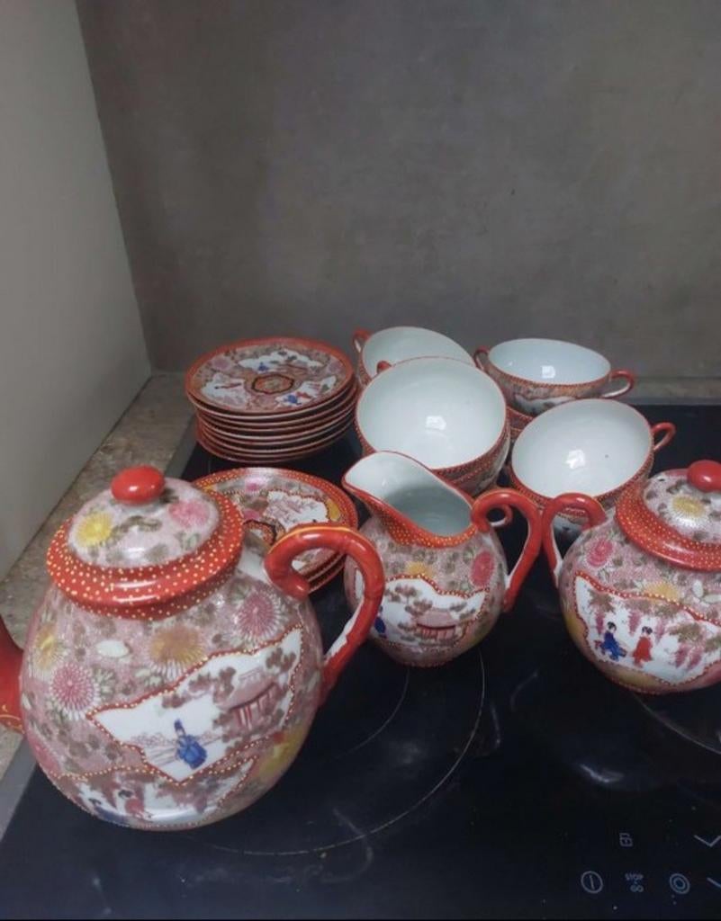 27 pièces en porcelaine katani, période Meiji, Antiquités & Art, Enlèvement ou Envoi