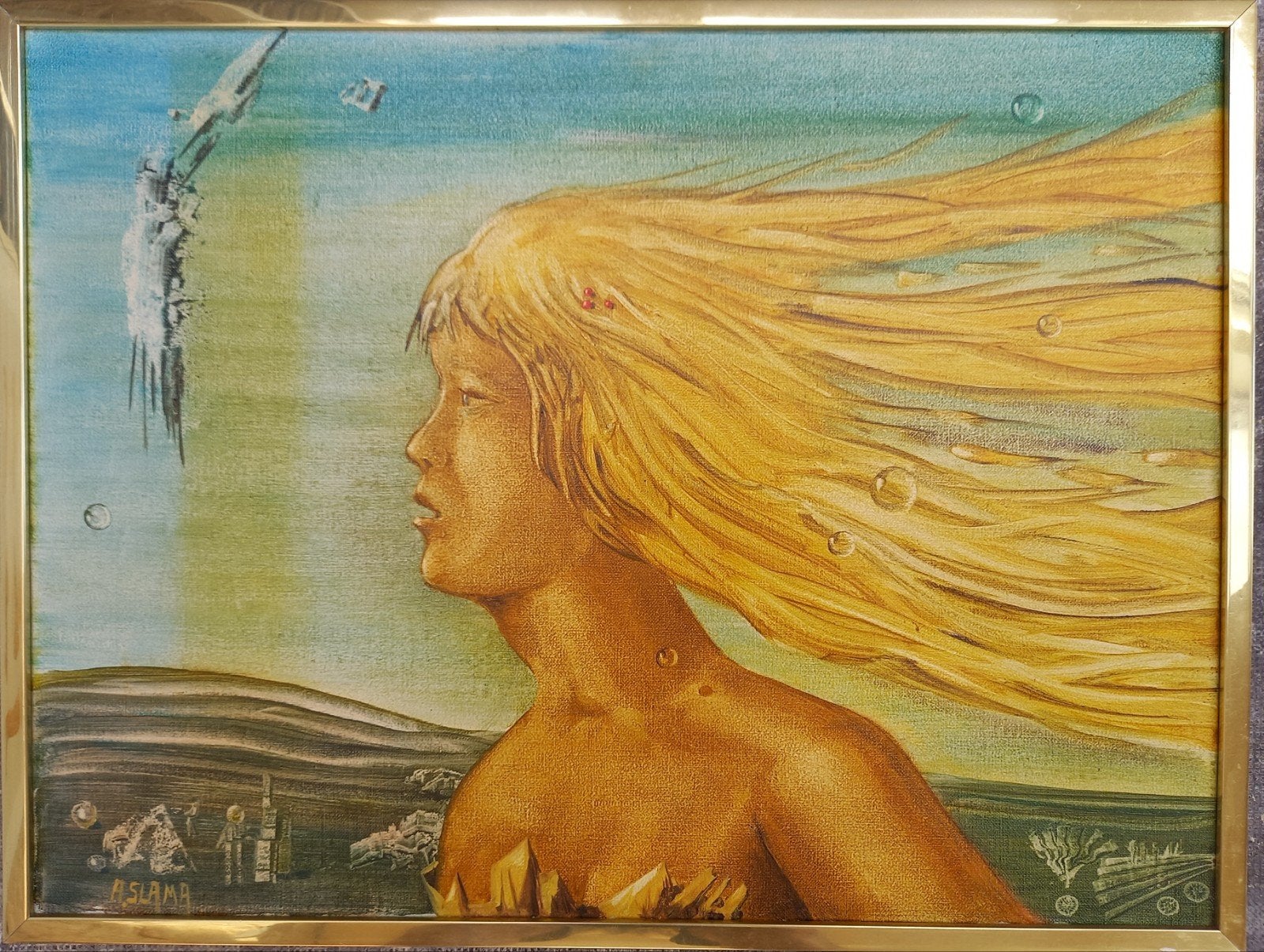André SLAMA huile sur toile, Enlèvement ou Envoi
