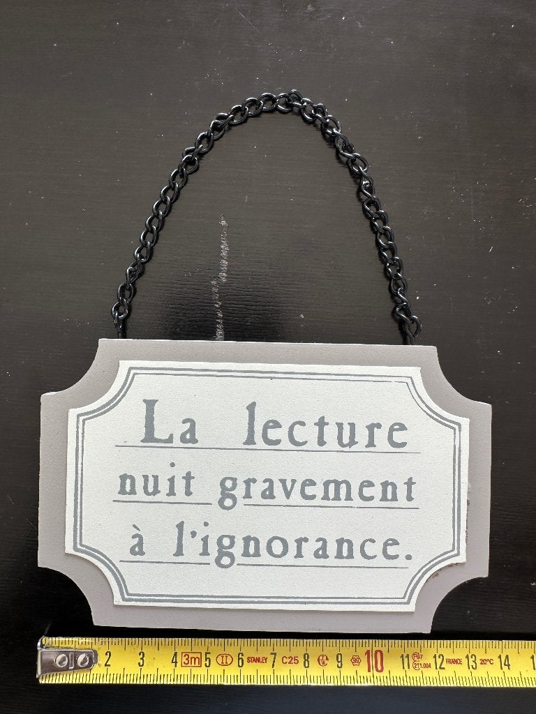 Plaque la lecture nuit gravement à l'ignorance neuve, Maison & Meubles, Enlèvement ou Envoi, Neuf