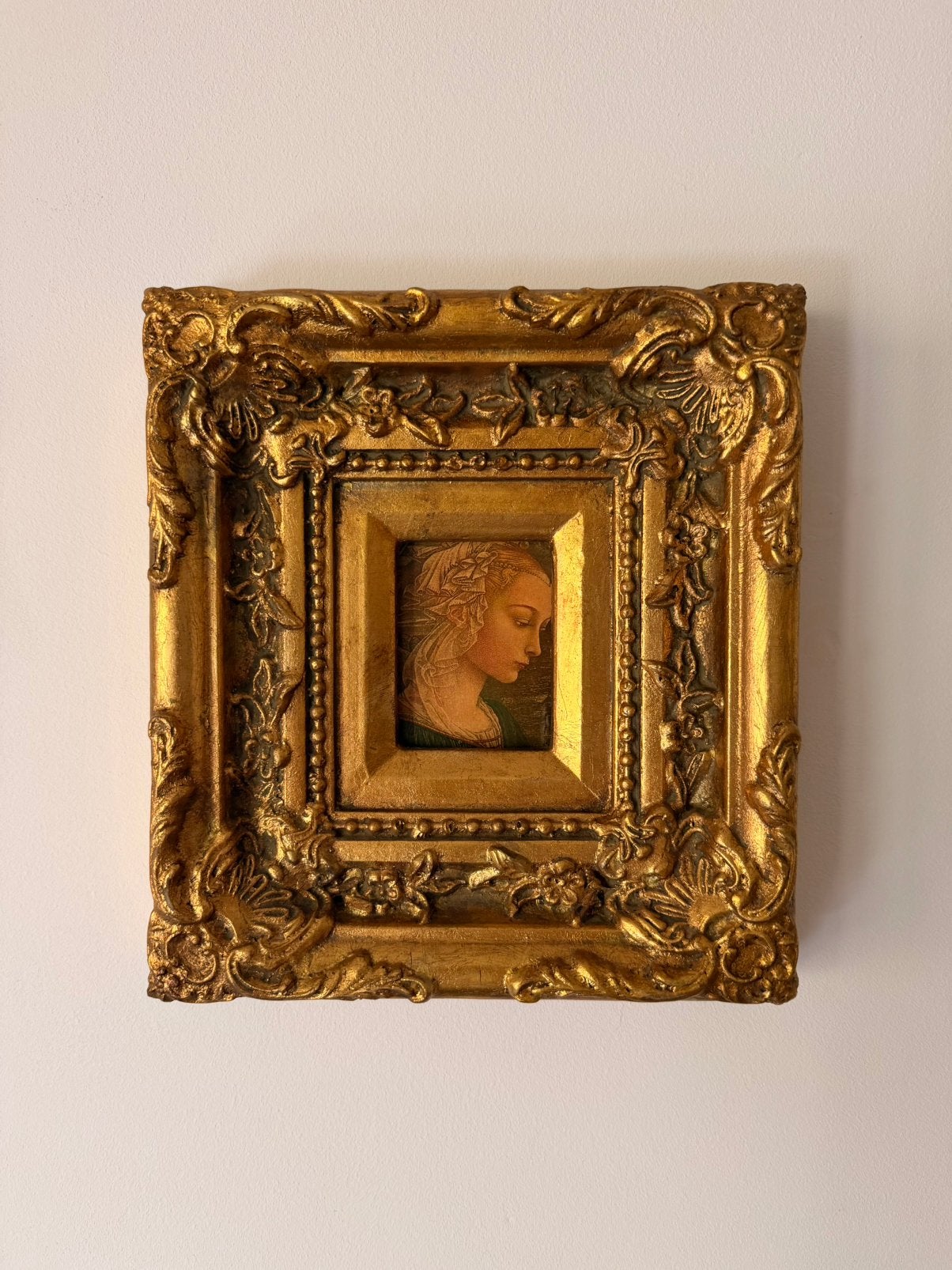 Tableau cadre doré feuille d’or vierge Lippi, Antiquités & Art, Enlèvement