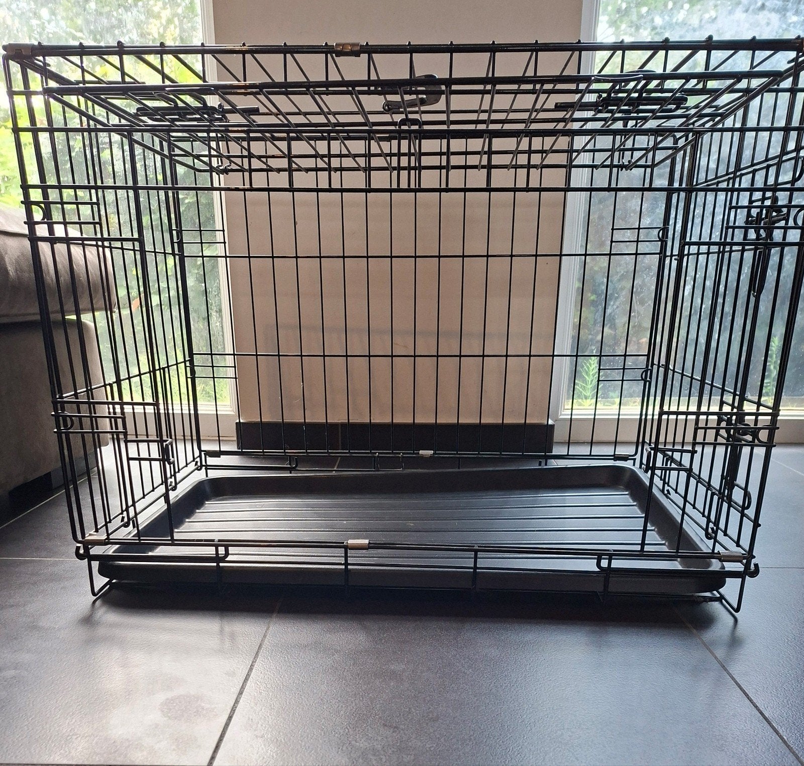 Bench 76x48x54 (LxBxH) met voetjes, zwart, draadbench, Animaux & Accessoires, Enlèvement ou Envoi