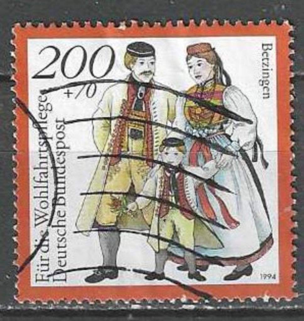 Allemagne 1994 - Yvert 1593 - Vêtements régionaux (ST), Timbres & Monnaies, Timbres | Europe | Allemagne, Envoi, Affranchi